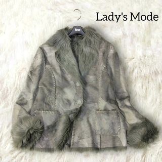 Lady's Mode ✿ フェイクムートン ファー コート グレー M 個性的(ムートンコート)