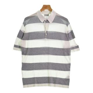 ジョンスメドレー(JOHN SMEDLEY)のJOHN SMEDLEY ニット・セーター S グレーx白(ボーダー) 【古着】【中古】(ニット/セーター)