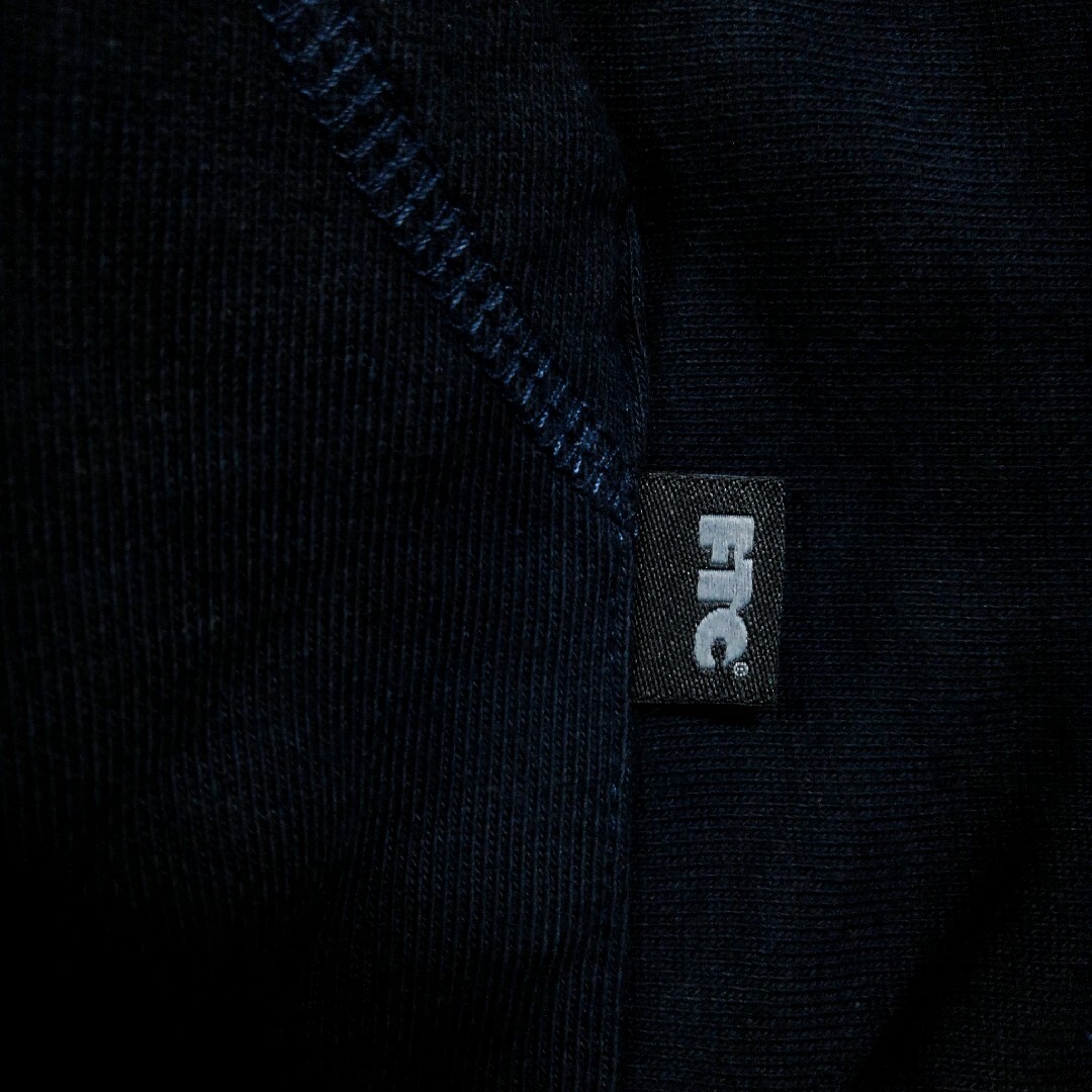 《FTC》small boxロゴ刺繍　裏起毛プルオーバーパーカーネイビー×グレー