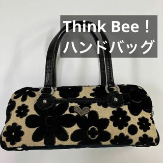 think bee シンクビー　ハンドバック　花柄　総柄　ブラック　がま口