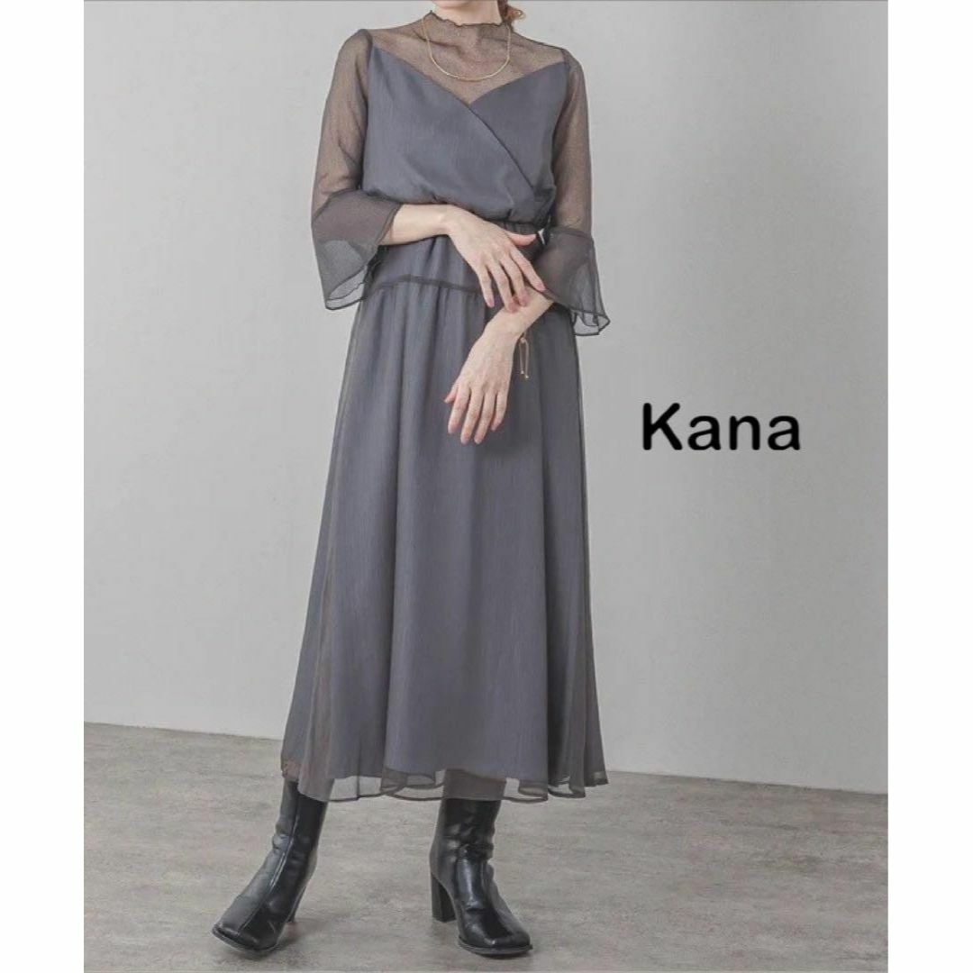 KANA(カナ)のkana ラメチュール ハイウエストドレス 82147-L レディースのワンピース(ロングワンピース/マキシワンピース)の商品写真