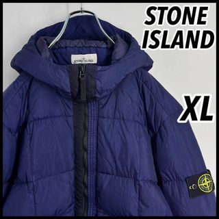 ストーンアイランド(STONE ISLAND)の【希少XLサイズ】ストーンアイランド ダウンジャケット 刺繍ワッペン　ネイビー(ダウンジャケット)