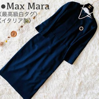 マックスマーラ(Max Mara)の極美品 マックスマーラ 最高級白タグ 近年モデル ウール エレガントワンピース(ロングワンピース/マキシワンピース)