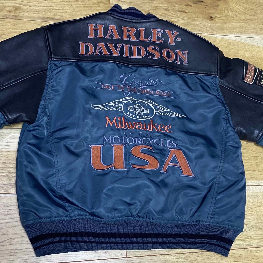 Harley Davidson ハーレー レザー ナイロン ジャケットmaー1