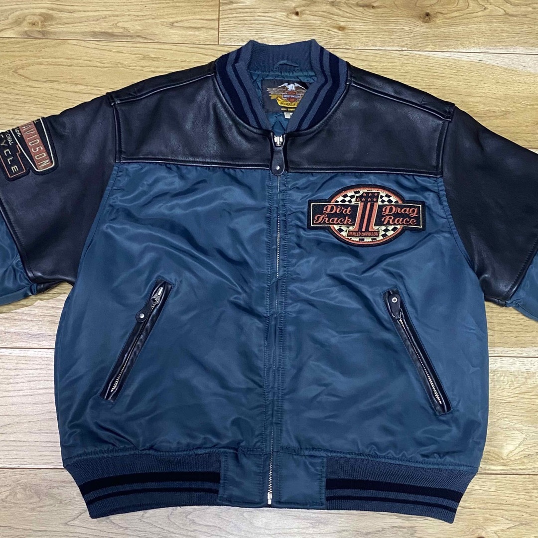 Harley Davidson ハーレー レザー ナイロン ジャケットmaー1