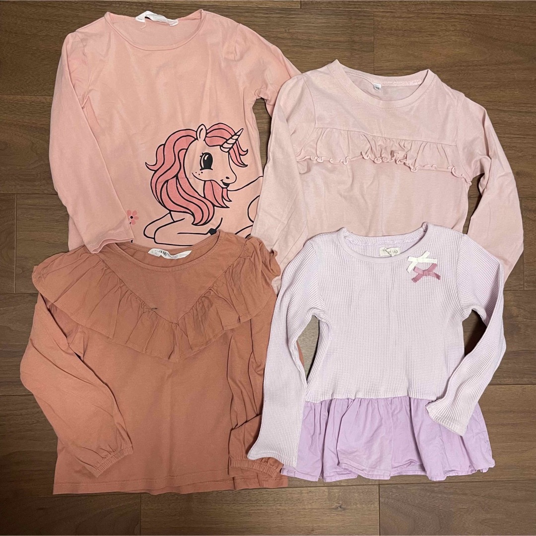 110センチ　ロンT 長袖シャツ　4枚 キッズ/ベビー/マタニティのキッズ服女の子用(90cm~)(Tシャツ/カットソー)の商品写真