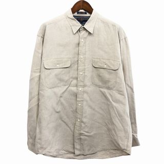 トミーヒルフィガー(TOMMY HILFIGER)のTOMMY HILFIGER トミーヒルフィガー リネン 長袖シャツ ベージュ (メンズ XL) 中古 古着 O9924(シャツ)