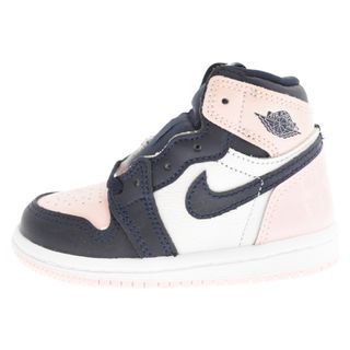 ナイキ(NIKE)のNIKE ナイキ AIR JORDAN1 RETRO HIGH OG TD エアジョーダン1 ハイカットスニーカー トドラー ピンク/ネイビー CU0450-641 US6C(スニーカー)