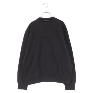 PRADA プラダ フロントロゴ コットン クルーネック 長袖スウェットトレーナー ブラック UJL27A S221 1100