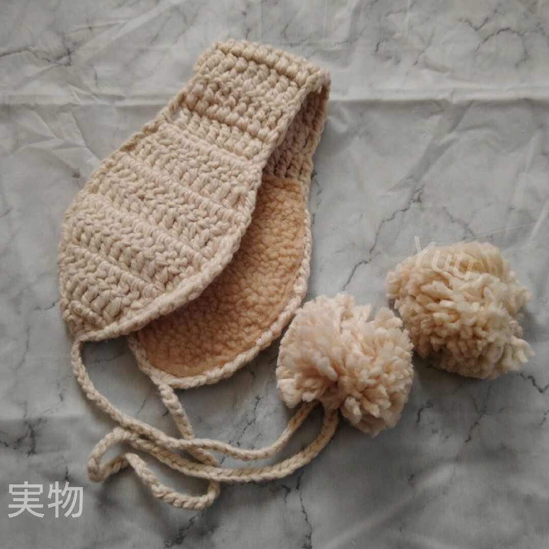 イヤーマフラー ニット耳当て  ケーブル編み ボア素材 防寒対策 オフホワイト レディースのファッション小物(イヤーマフ)の商品写真