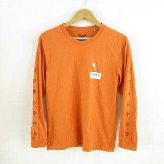 ジーユー メンズのTシャツ・カットソー(長袖)（オレンジ/橙色系）の