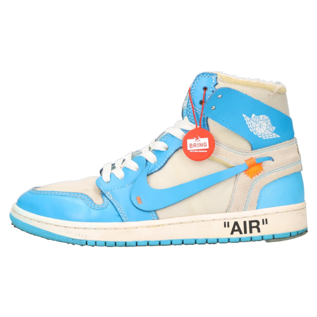 NIKE ナイキ ×OFF-WHITE AIR JORDAN 1 POWDER BLUE UNC オフホワイト エアジョーダン1 パウダーブルー ハイカットスニーカー ホワイト/ブルー AQ0818-148 US8.5/26.5cm