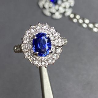 天然 ブルーサファイア ダイヤ リング1.49ct pt900 ¥(リング(指輪))