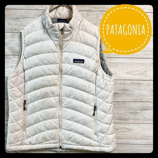 パタゴニア(patagonia)の★1枚は欲しい★パタゴニア ✈︎ダウンベスト　刺繍ロゴ　ホワイト　11年製　M(ダウンベスト)