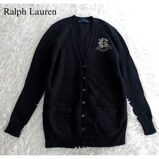 ラルフローレン(Ralph Lauren)のラルフローレン　ニット カーディガン　アンゴラ混　ロゴ刺繍　ブラック　黒(カーディガン)