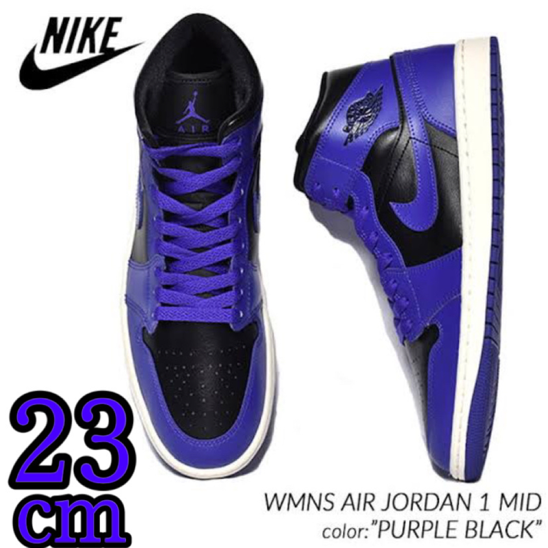 スニーカー新品❁NIKE AIR JORDAN 1 MID BLACK × PURPLE