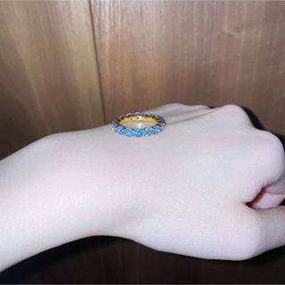 ♡激かわいい♡キラキラ ストーン 水色 アクアマリン サックス 指輪 ゴールド(リング(指輪))