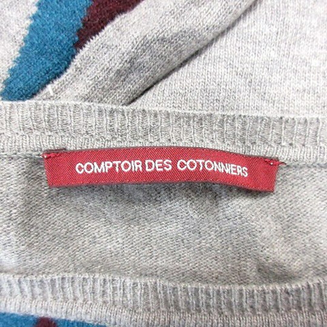 Comptoir des cotonniers(コントワーデコトニエ)のコントワーデコトニエ ニットセーター ボートネック 切替 総柄 長袖 S グレー レディースのトップス(ニット/セーター)の商品写真