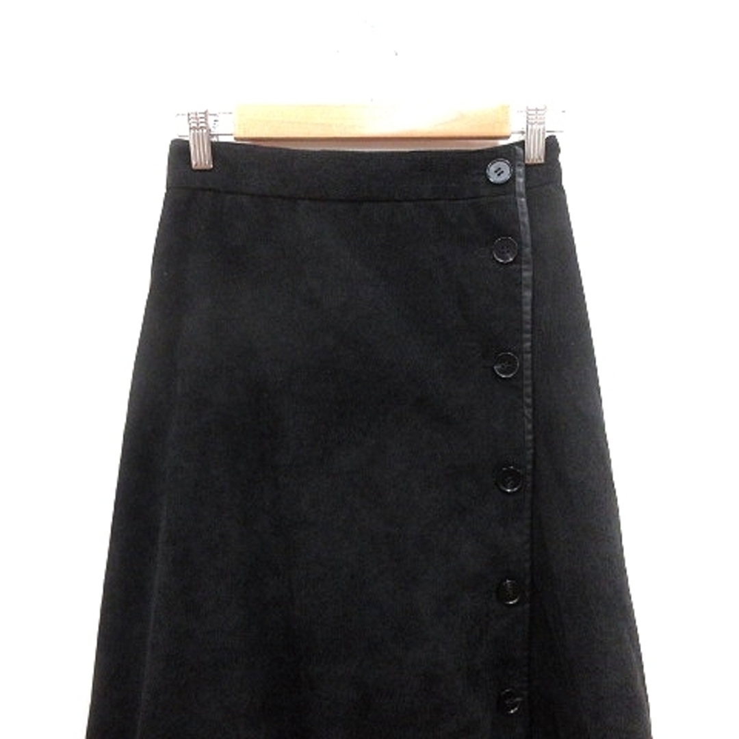 ROSE BUD(ローズバッド)のローズバッド フレアスカート マキシ ロング コーデュロイ F 黒 ブラック レディースのスカート(ロングスカート)の商品写真