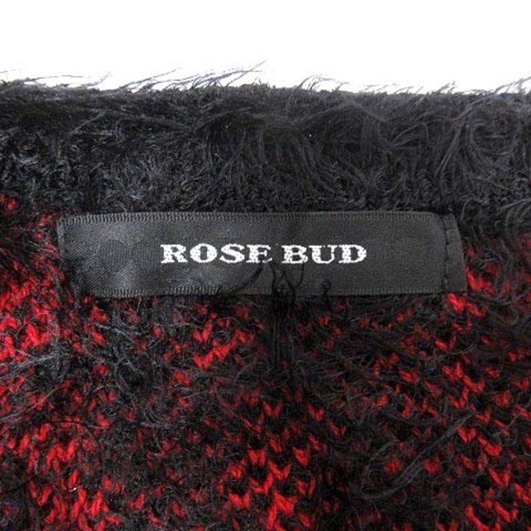 ROSE BUD(ローズバッド)のROSE BUD ニット セーター シャギー チェック 長袖 F 赤 レッド 黒 レディースのトップス(ニット/セーター)の商品写真