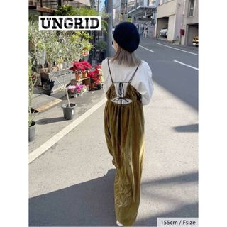 アングリッド(Ungrid)の【美品♡】Ungrid ベロアギャザーキャミワンピース　マスタード(ロングワンピース/マキシワンピース)