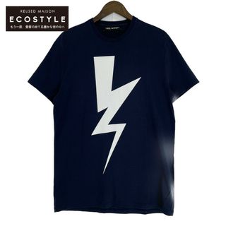 ニールバレット(NEIL BARRETT)のニールバレット ネイビー PBJT198D E513S ABSTRACTED BOLT TEE W THUNDER プリント Tシャツ S(その他)