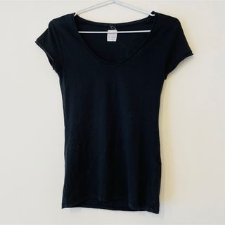 ザラ(ZARA)のZARA BASIC ザラベーシック VネックTシャツ ブラック 半袖(Tシャツ(半袖/袖なし))