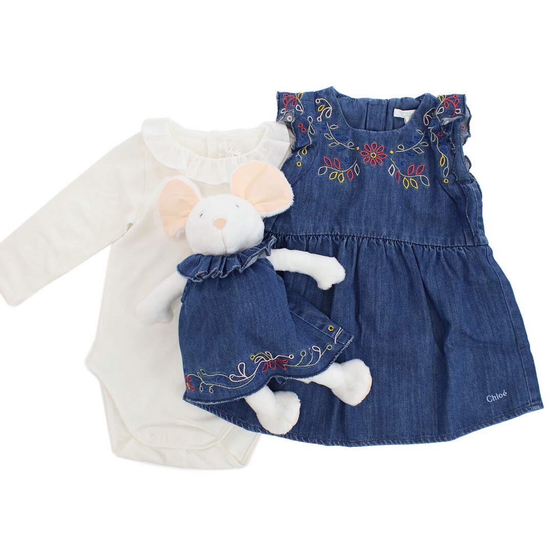 Chloe(クロエ)のChloe クロエ C9K219 ワンピース DENIM BLUE ブルー系 ベビー キッズ/ベビー/マタニティのベビー服(~85cm)(ワンピース)の商品写真