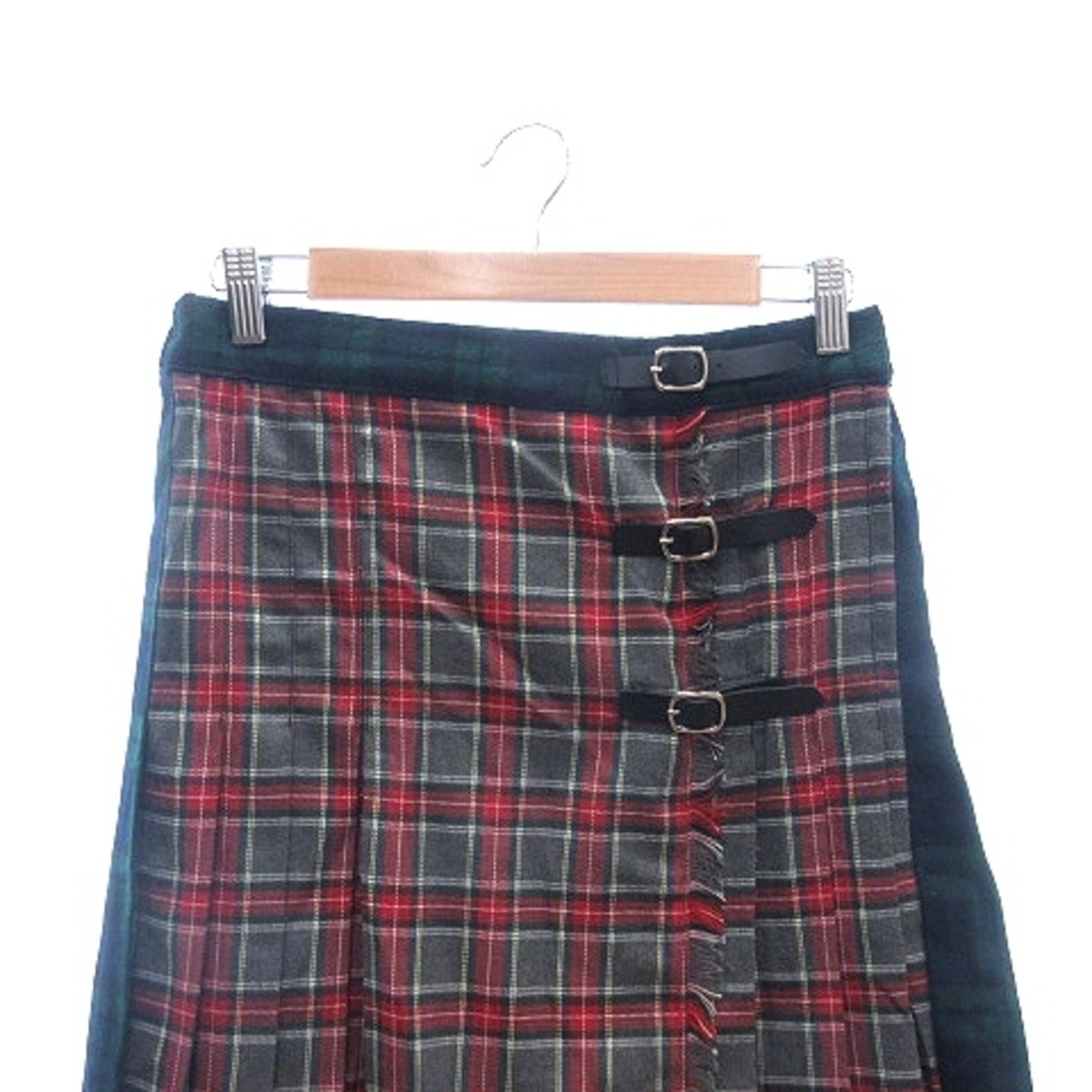 ビームスハート プリーツスカート マキシ ロング ベルト チェック 0 グレー レディースのスカート(ロングスカート)の商品写真