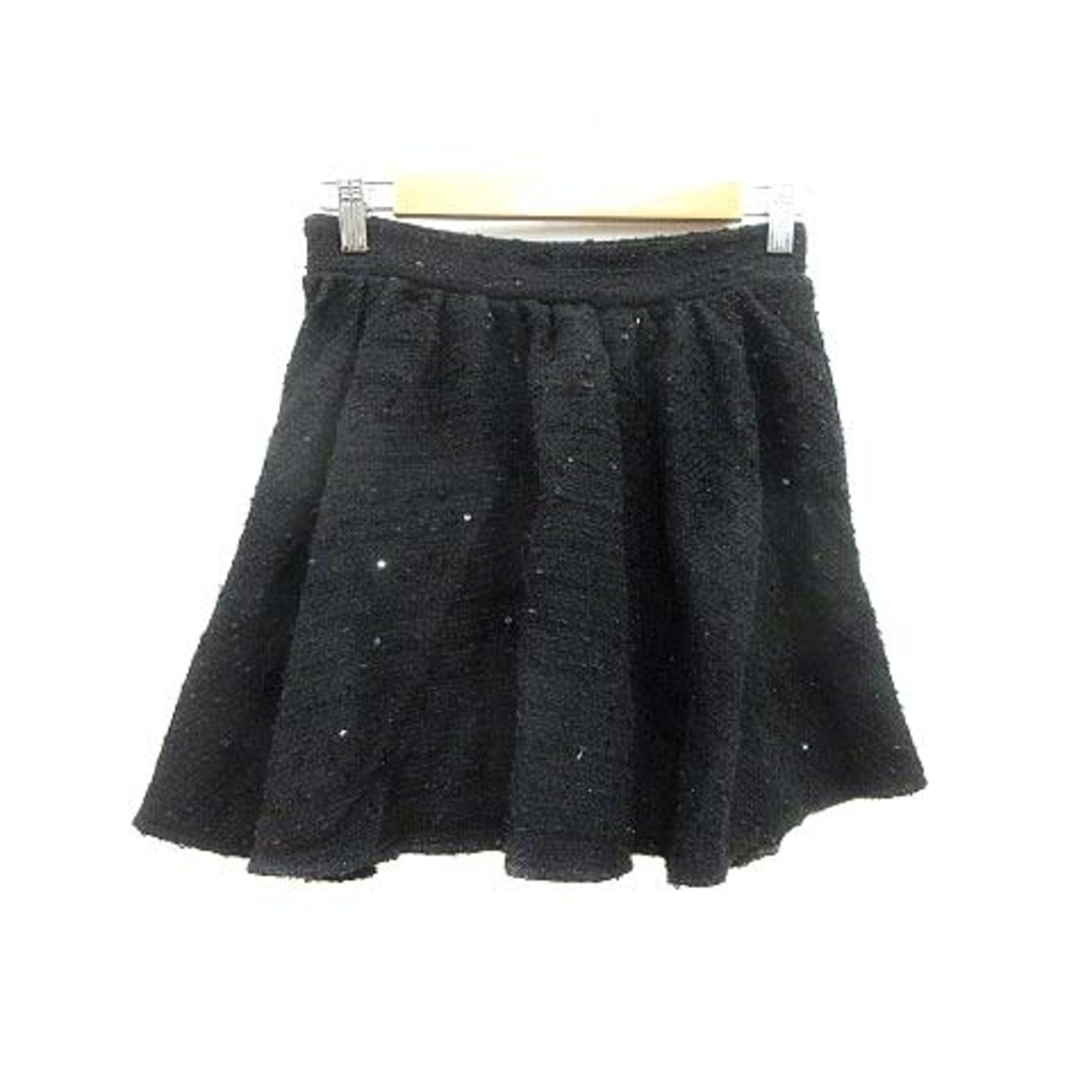 Ank Rouge(アンクルージュ)のANK ROUGE フレアスカート ミニ ツイード スパンコール M 黒 /YK レディースのスカート(ミニスカート)の商品写真