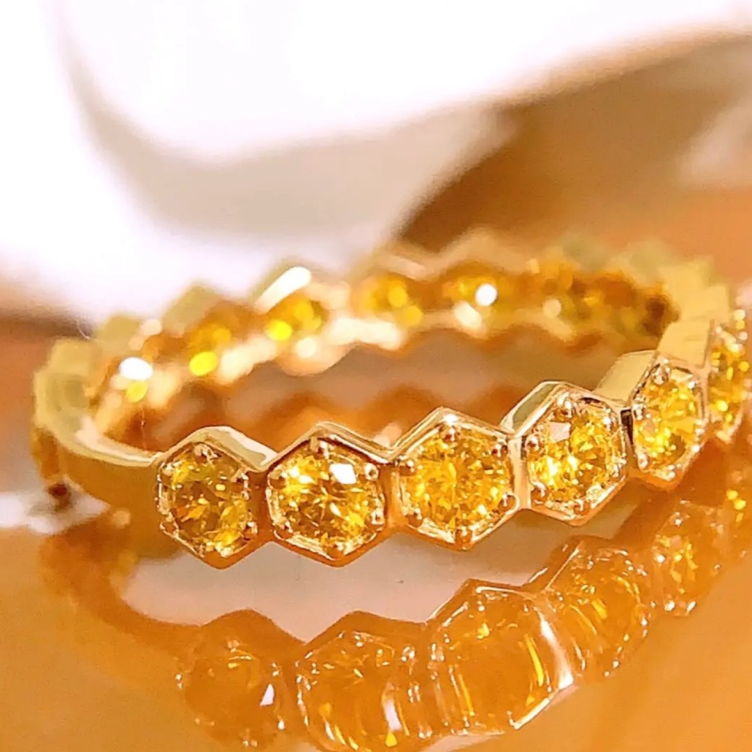 照り照り✨D1.00CT✨k18イエローダイヤモンドリング k18ダイヤリング-