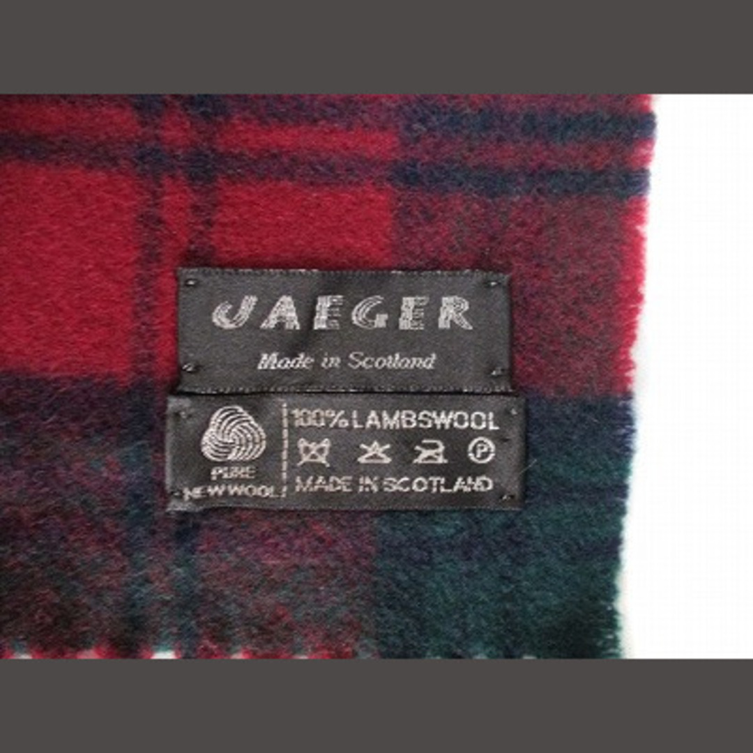 JAEGER(イエーガー)のイエーガー マフラー チェック ウール スコットランド製 レッド グリーン メンズのファッション小物(マフラー)の商品写真