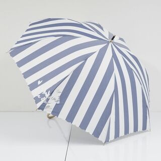 ランバンオンブルー(LANVIN en Bleu)の傘 LANVIN en Bleu ランバンオンブルー USED美品 ストライプ ロゴ ジャンプ 耐風 60cm A0192(傘)
