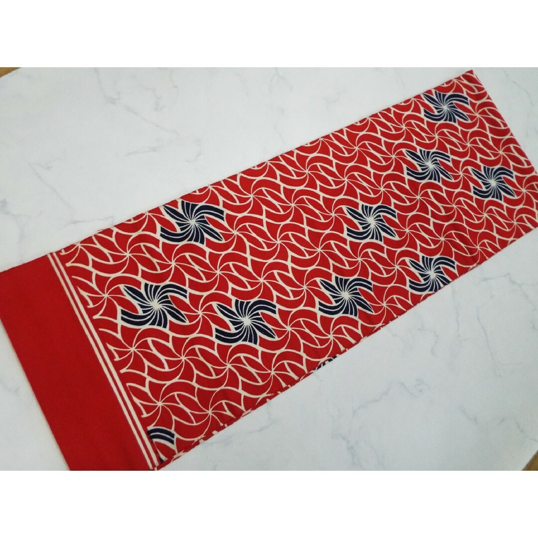 ♥️正絹　中古　京名古屋帯　アンティーク　赤 N60 レディースの水着/浴衣(帯)の商品写真