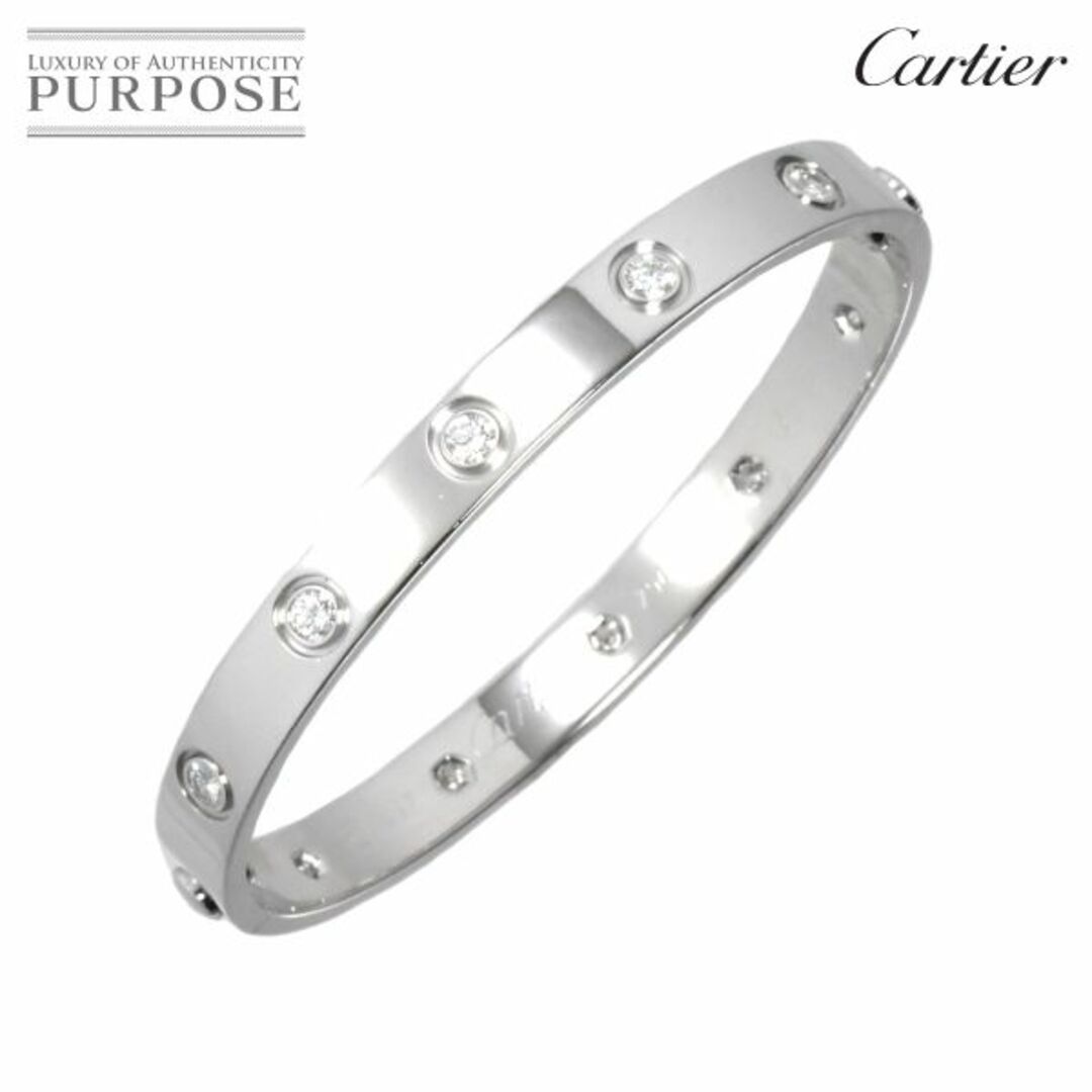 カルティエ Cartier ラブブレス フル ダイヤ 10P #16 K18 WG 750 ブレスレット バングル VLP 90210686