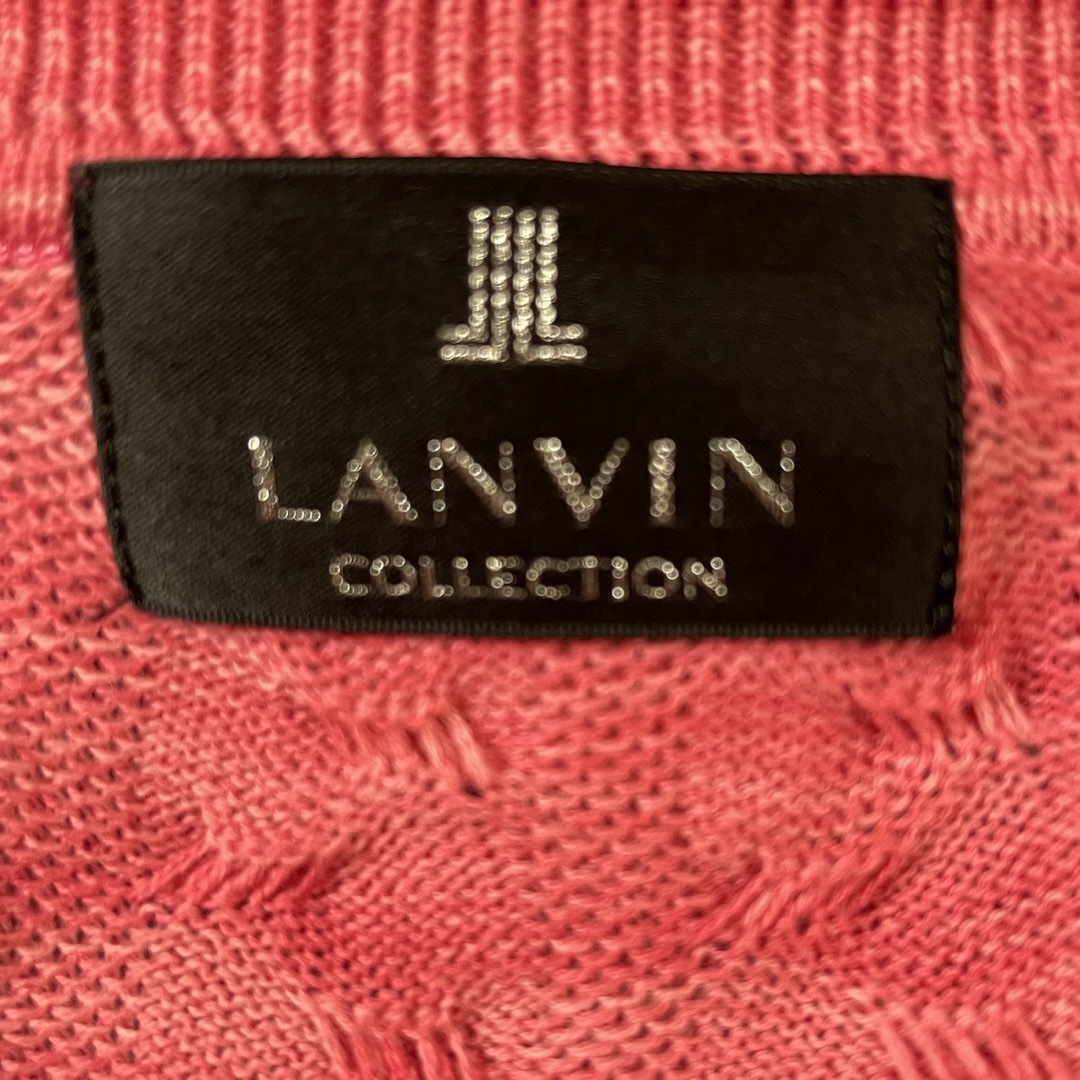 LANVIN(ランバン)のLANVINピンクVネックニット L メンズのトップス(ニット/セーター)の商品写真