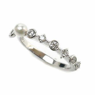 ミキモト(MIKIMOTO)のMIKIMOTO ミキモト K18WG ホワイトゴールド ピンキーリング リング・指輪 PR1461U アコヤパール約3.3mm ダイヤモンド 4号 1.8g レディース【中古】【美品】(リング(指輪))