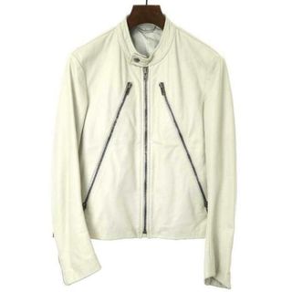 マルタンマルジェラ(Maison Martin Margiela)のMaison Martin Margiela14 メゾンマルタンマルジェラ14 08SS 5-ZIP 八の字 レザーライダーズジャケット アイボリー 44(レザージャケット)