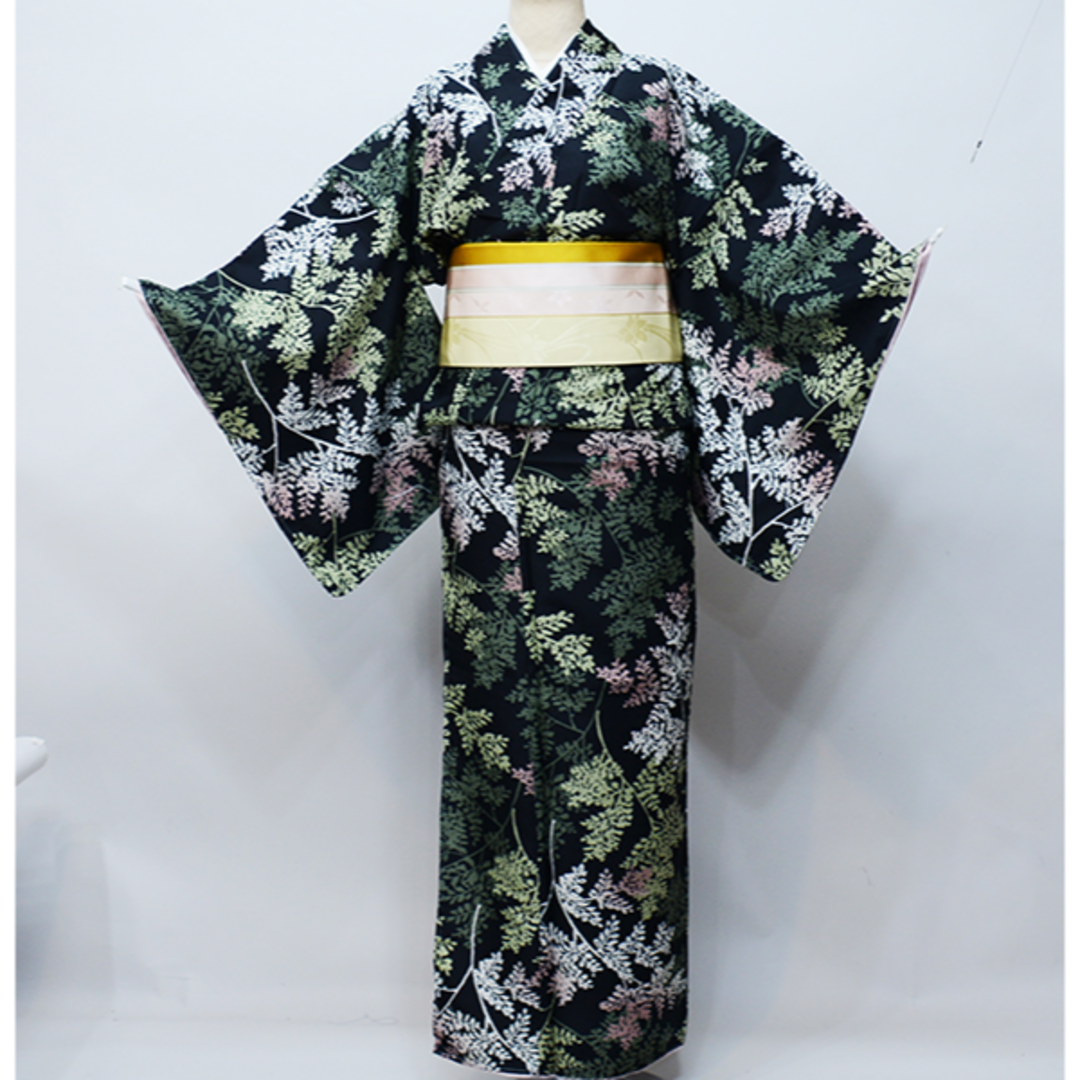 小紋 着物 単品 仕立て上がり Lサイズ 合繊 NO39456