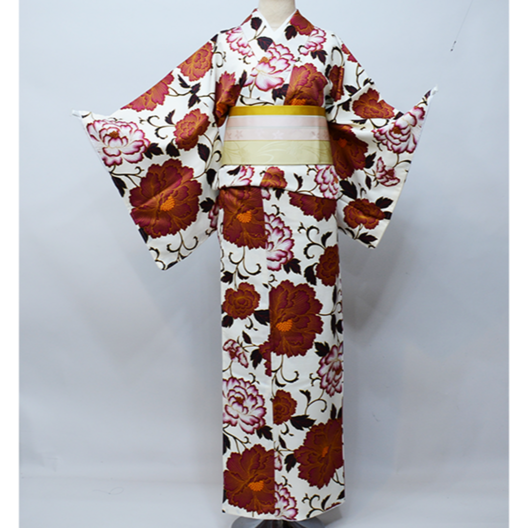 小紋 着物 単品 仕立て上がり Mサイズ 合繊 NO39441