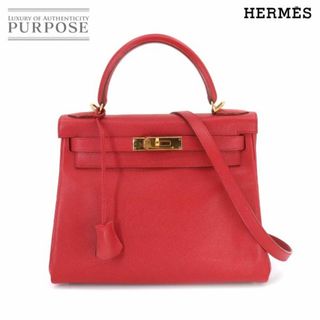 エルメス(Hermes)のエルメス HERMES ケリー 28 2way ハンド ショルダー バッグ クシュベル エプソン ルージュヴィフ □E刻印 内縫い ゴールド 金具 VLP 90212103(ハンドバッグ)