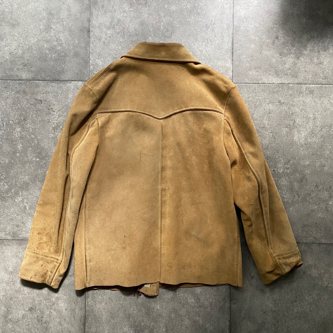 70s- ナイロンレザージャケット USA製？ キャメル Sの通販 by