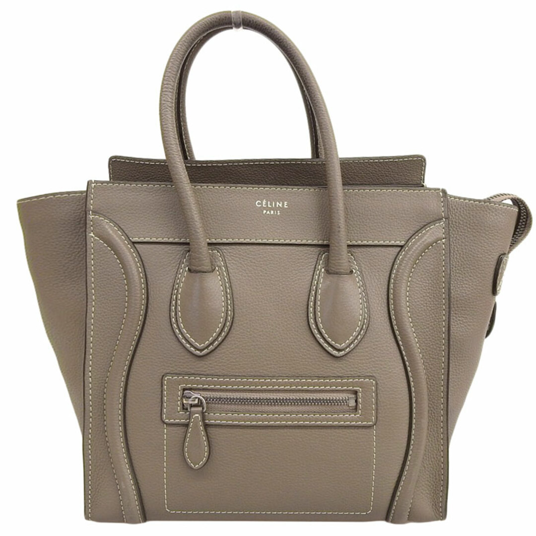 セリーヌ CELINE ラゲージマイクロショッパー ハンドバッグ レザー グレージュ  新入荷 OB1604