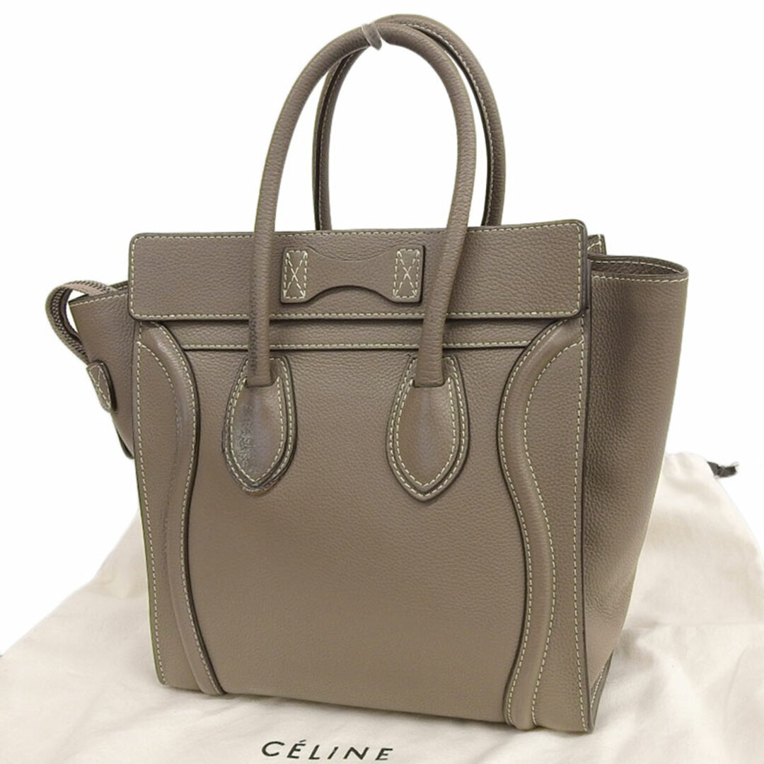 セリーヌ CELINE ラゲージマイクロショッパー ハンドバッグ レザー グレージュ  新入荷 OB1604