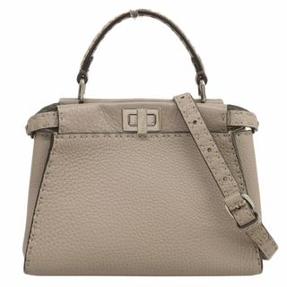 アザー(other)のフェンディ FENDI セレリア ピーカブーミニ 2WAY ハンドバッグ ショルダーバッグ レザー パイソン グレージュ 8BN244 中古 新入荷 OB1626(ハンドバッグ)