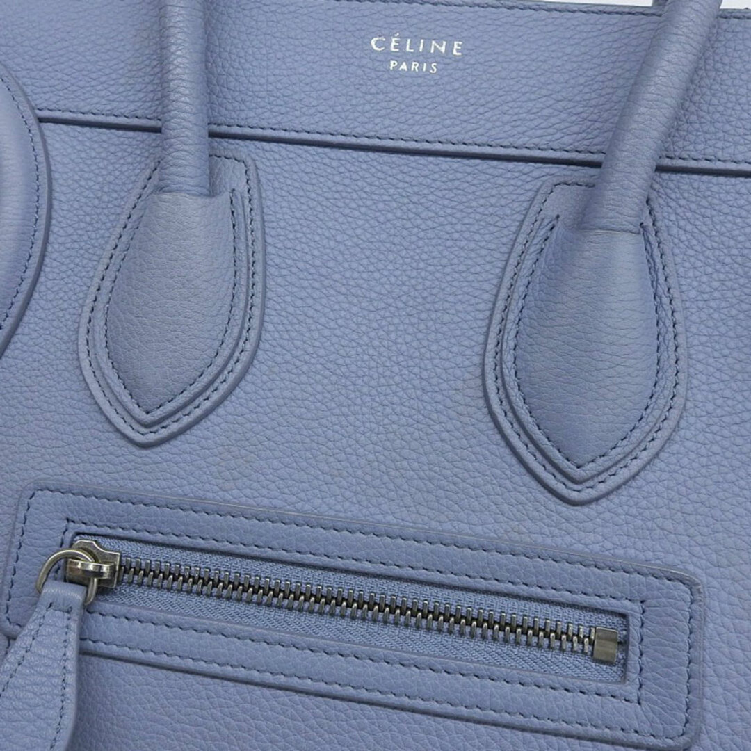 セリーヌ CELINE ラゲージ マイクロショッパー ハンドバッグ レザー ライトブルー  新入荷 OB1624