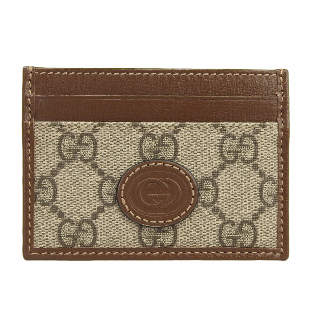 Gucci(グッチ)のグッチ GUCCI インターロッキングG カードケース 名刺入れ GGスプリーム×レザー ベージュ×エボニー 673002 中古 新入荷 GU0540 メンズのファッション小物(名刺入れ/定期入れ)の商品写真