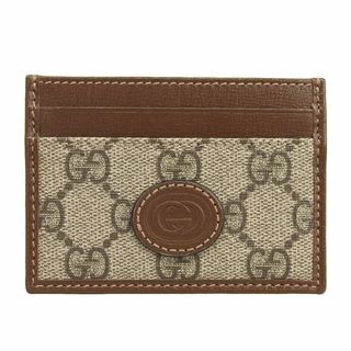 グッチ(Gucci)のグッチ GUCCI インターロッキングG カードケース 名刺入れ GGスプリーム×レザー ベージュ×エボニー 673002 中古 新入荷 GU0540(名刺入れ/定期入れ)