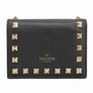 アザー(other)のヴァレンティノ VALENTINO 二つ折り財布 コンパクトウォレット スタッズ レザー ブラック ZW2P0P39BOL 中古 新入荷 OBB0531(財布)