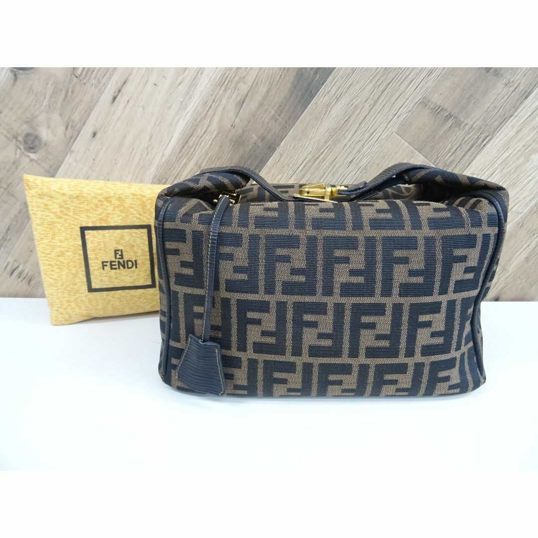 FENDI - K藤001/ FENDI ズッカ キャンバス レザー バニティ バッグ